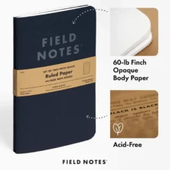 Field Notes | Set de 2 Cuadernos Pitch Black M (Puntos)