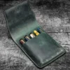 Galen Leather | Estuche Leather Flap Pen Case for Five Pens Crazy Horse Forest Green
