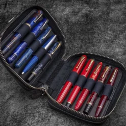 Galen Leather | Funda Expansi-Pouch Leather Wide 10 Slots Pen Case A6 Zip Folio Black