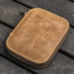 Galen Leather | Funda Leather Zippered 10 Slots Pen Case Crazy Horse Brown