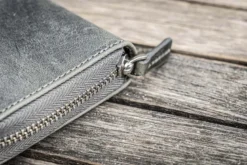 Galen Leather | Funda Leather Zippered 3 Slots Pen Case Crazy Horse Smoky