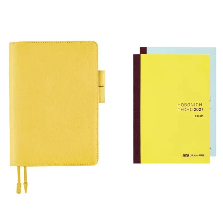 Hobonichi | Agenda Hobonichi Cousin A5 Leather: Brilliant Yellow 2027