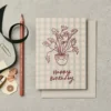 Katie Leamon | Tarjeta de Felicitación Gingham Plant Birthday