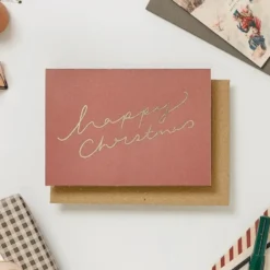Katie Leamon | Tarjeta Navidad Burgundy Happy Xmas