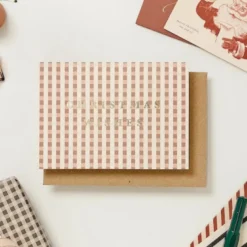 Katie Leamon | Tarjeta Navidad Rose Gingham