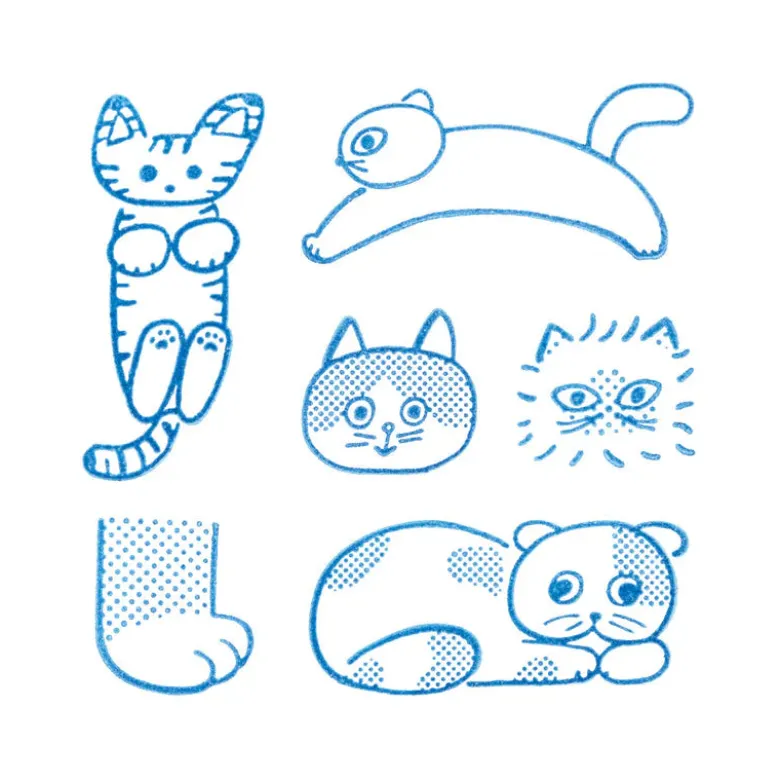 King Jim | Set de 6 Sellos Transparentes Kori Jirushi Cat Set