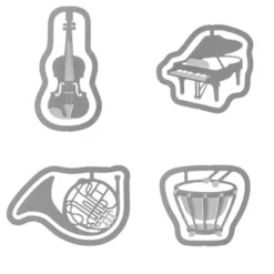 Midori | Clips Metálicos Etching Instrumentos Musicales