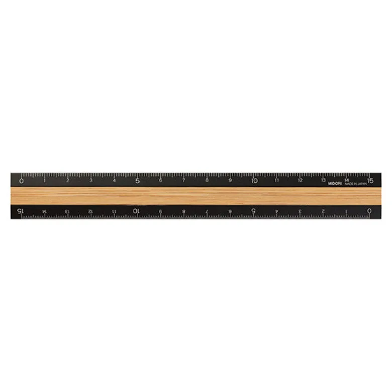 Midori | Regla de Aluminio y Madera 15cm Black
