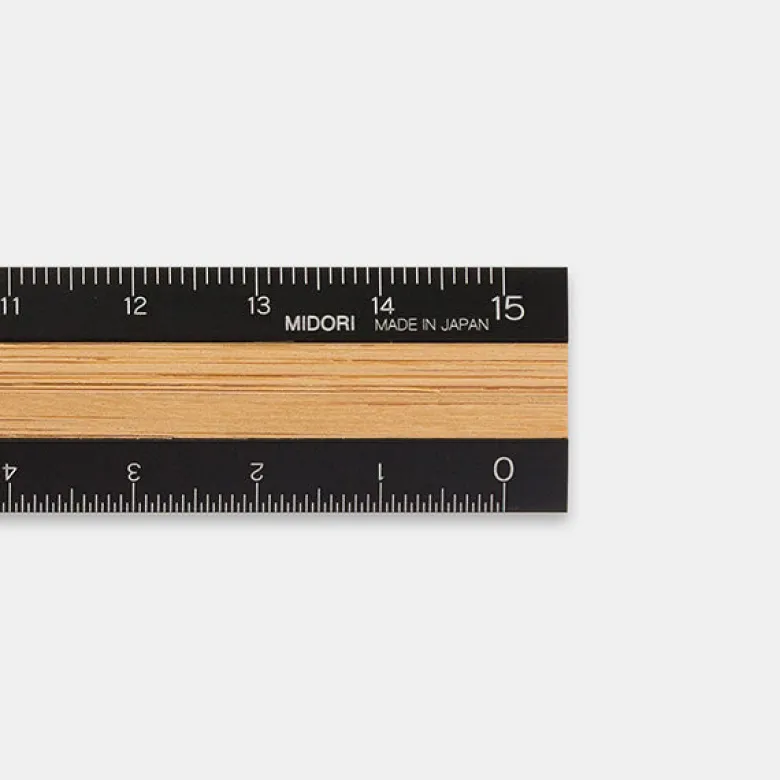 Midori | Regla de Aluminio y Madera 15cm Black