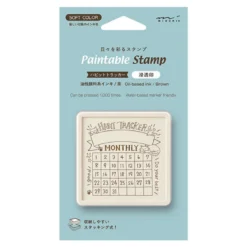 Midori | Sello Entintado Calendario Soft Color Habit Tracker Cat Brown