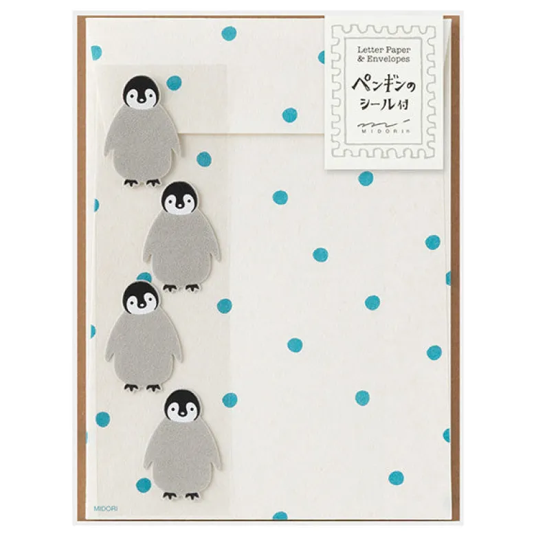 Midori | Set de Cartas Con Pegatinas Penguin
