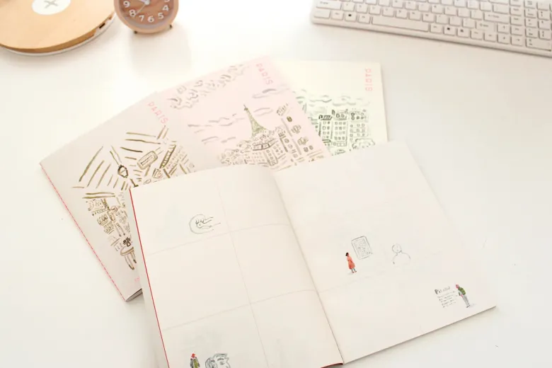 Paperways | Cuaderno de Viaje Ilustrado L'Après-midi Paris Eiffel Pink