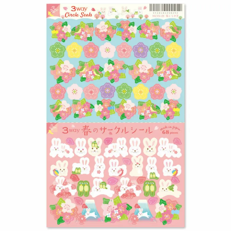RyuRyu | Pegatinas 3 Way Circle Cherry Blossoms And Rabbit