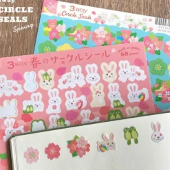 RyuRyu | Pegatinas 3 Way Circle Cherry Blossoms And Rabbit
