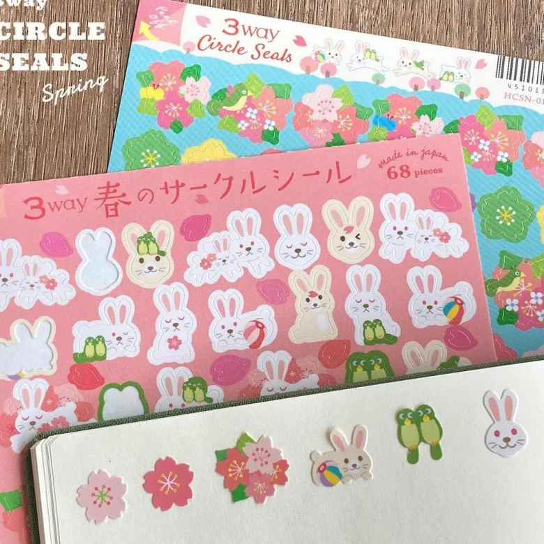 RyuRyu | Pegatinas 3 Way Circle Cherry Blossoms And Rabbit