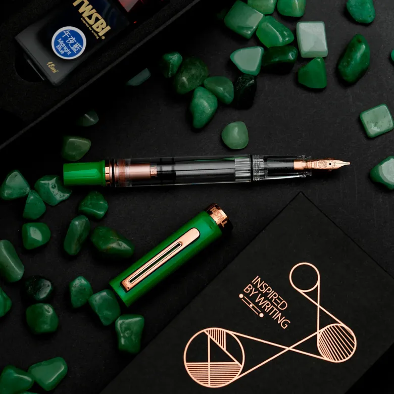 TWSBI | Set Pluma Estilográfica ECO T Royal Jade F con Tinta Midnight Blue